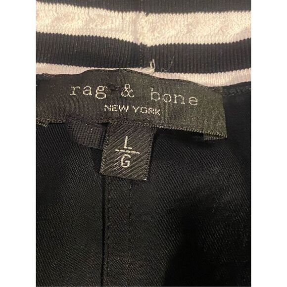 Rag & Bone Black V-Neck Tunic Dress L Striped Trim Short Sleeve Athletic Preppy - Picture 4 of 5